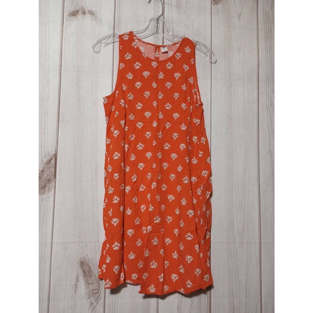 Old Navy Dress Ladies Medium Coral White Sleeveless‎ Swing